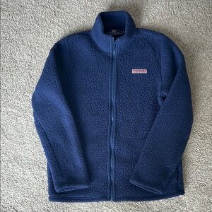 Boys Navy Blue Sherpa Zip UpJacket